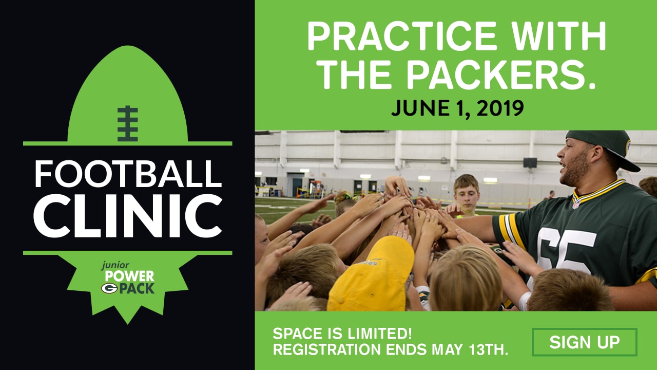 Packers' 22nd annual Junior Power Pack Kids Clinic set for June 1