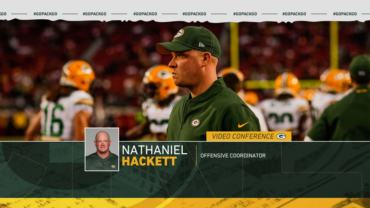 Green Bay Packers offensive coordinator Nathaniel Hackett stands on the  field before an NFL football game against the Minnesota Vikings, Sunday,  Nov. 21, 2021, in Minneapolis. (AP Photo/Bruce Kluckhohn Stock Photo - Alamy