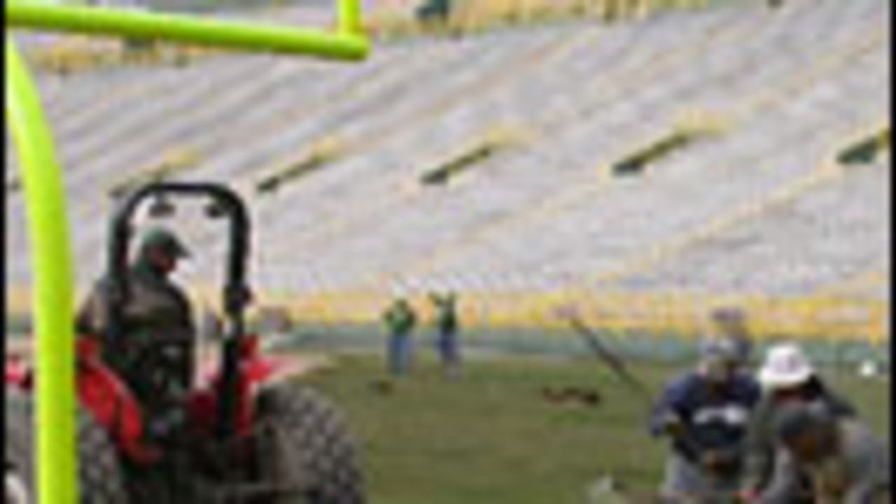 Crews tear up Lambeau Field to replace grass