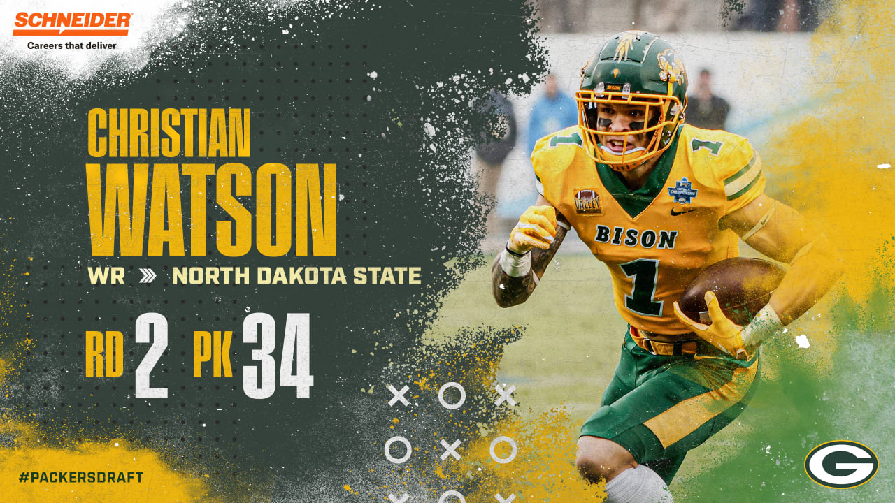 2022 NFL draft: Green Bay Packers draft big WR Christian Watson after trade  with Vikings 