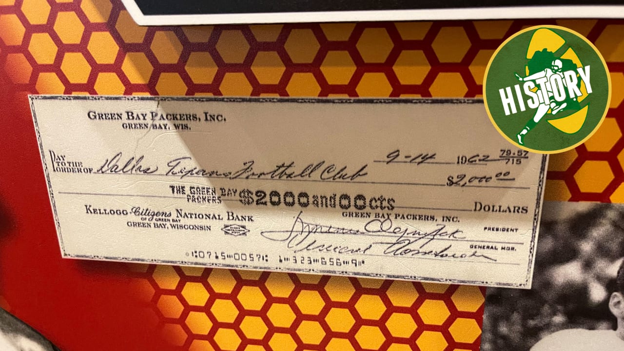 Why do the Chiefs have a check from Vince Lombardi on display?