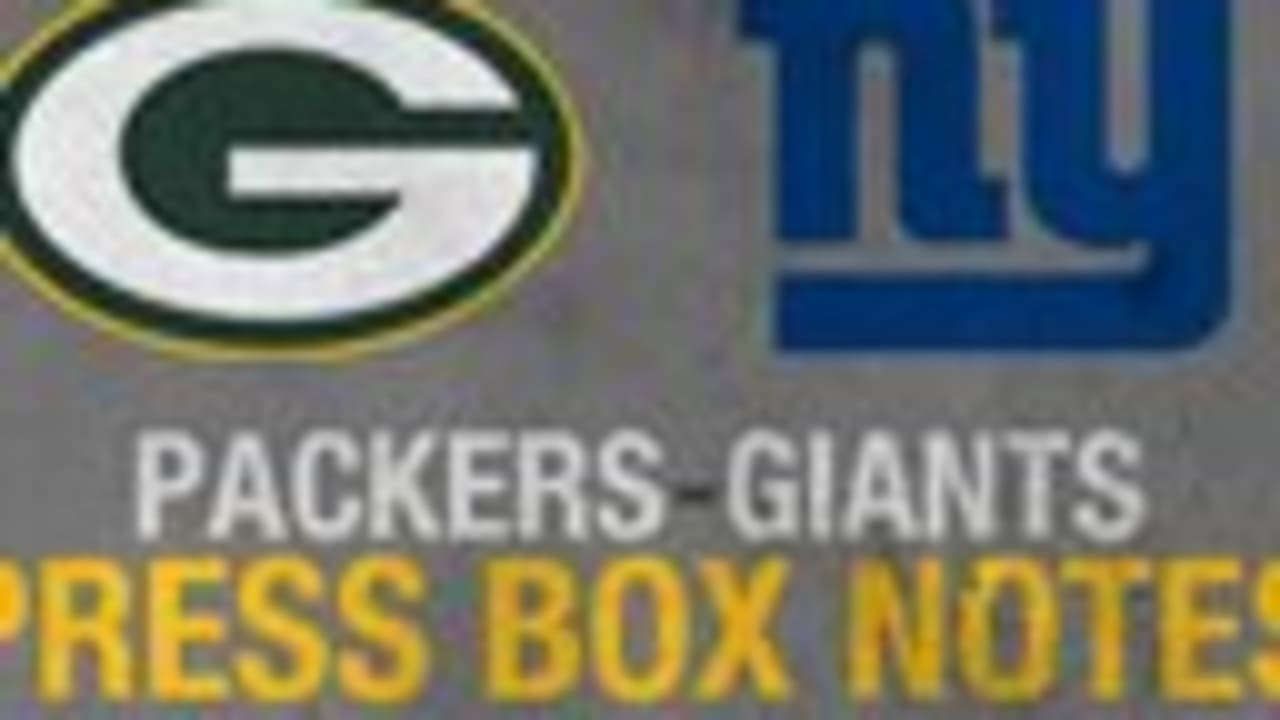 Packers-Giants Press Box Notes