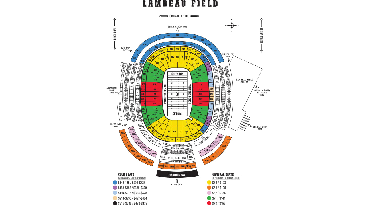 Lambeau Field Seating View Packers Seating Chart | Green Bay Packers – Packers.com