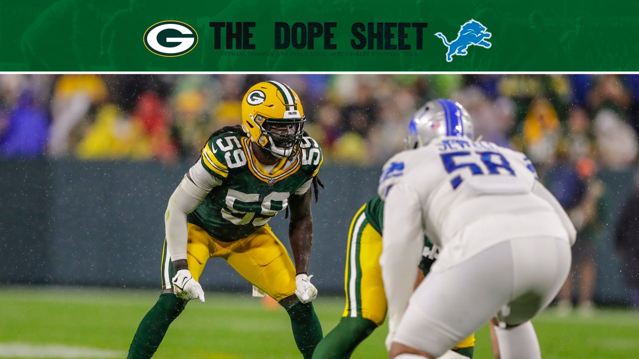 Dope Sheet: Packers host Lions on Thursday Night