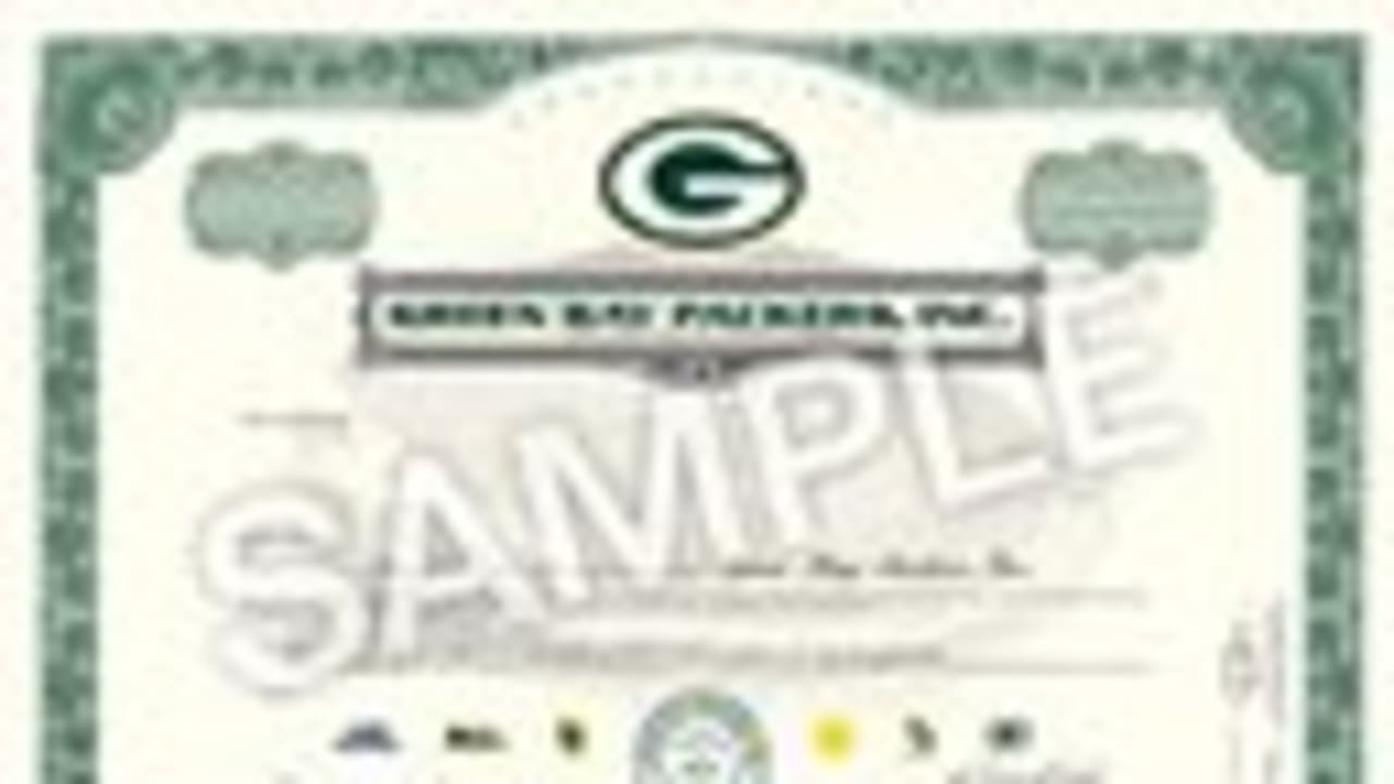 1997 Green Bay Packers Original Stock Certificate - Issued to