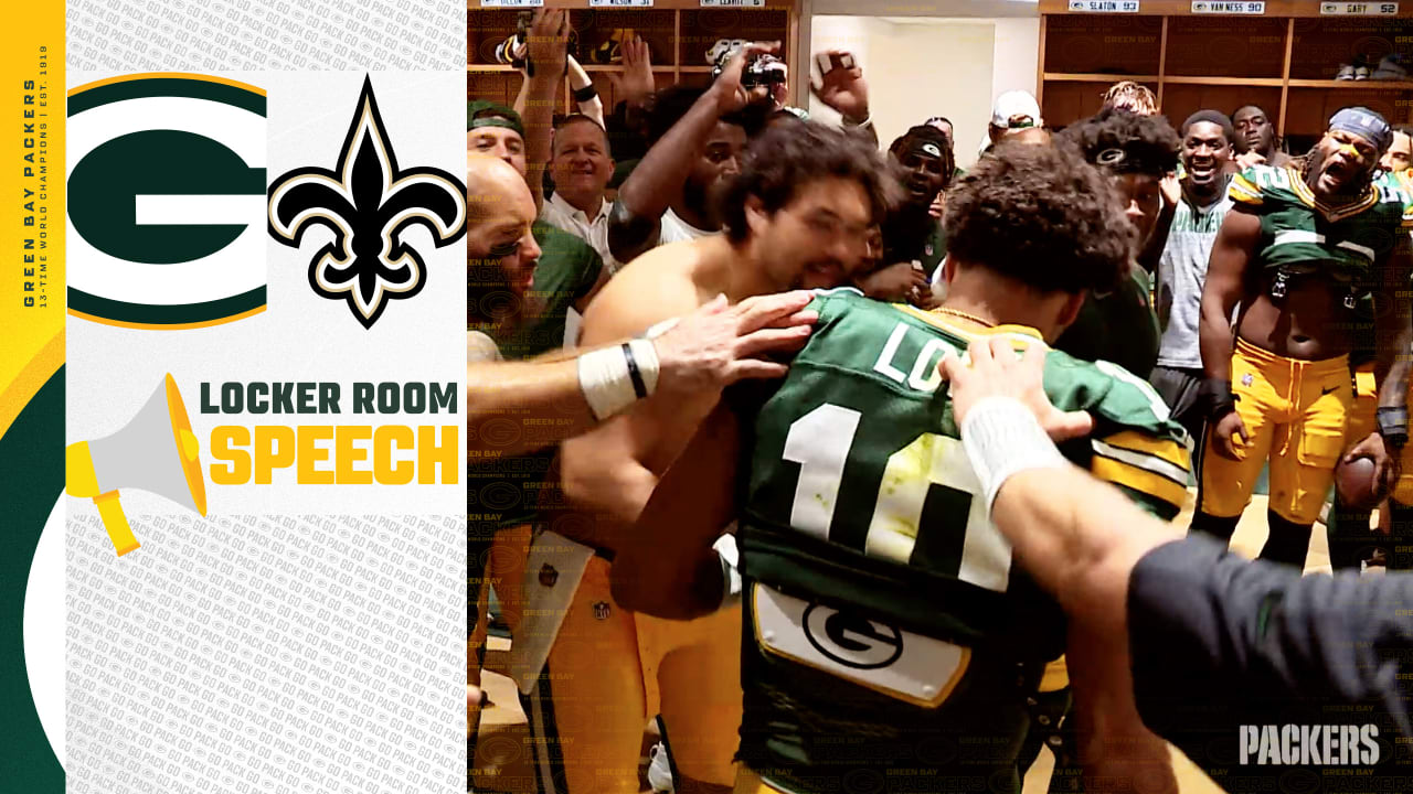 Packers celebrate in locker room after 17-point comeback vs. Saints | Locker Room Speech