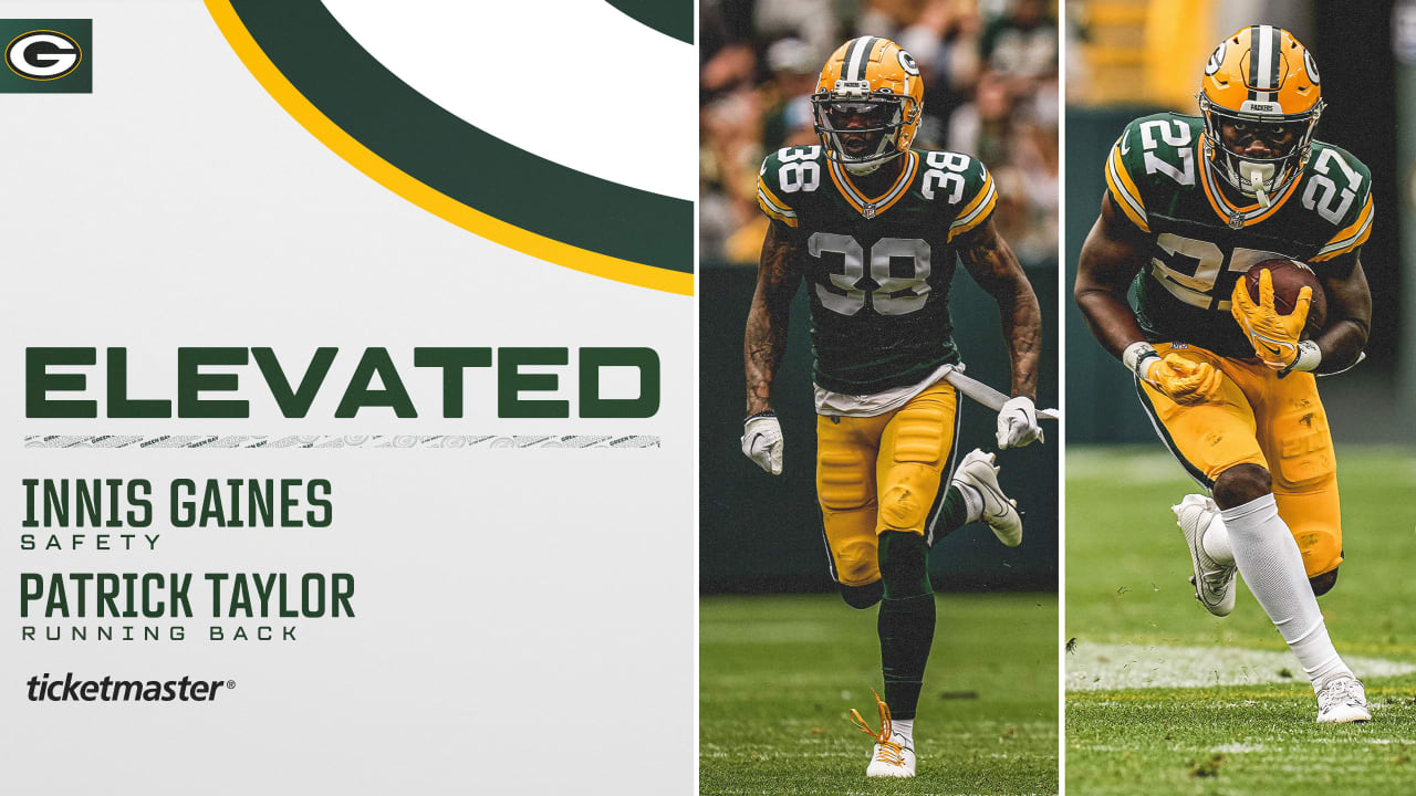 Packers elevate S Innis Gaines and RB Patrick Taylor to gameday