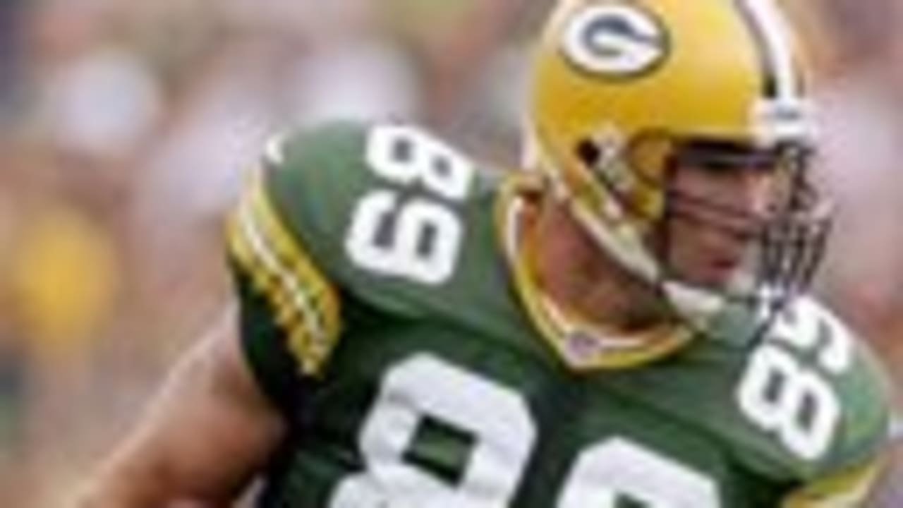 Tight end Mark Chmura of the Green Bay Packers looks on from the