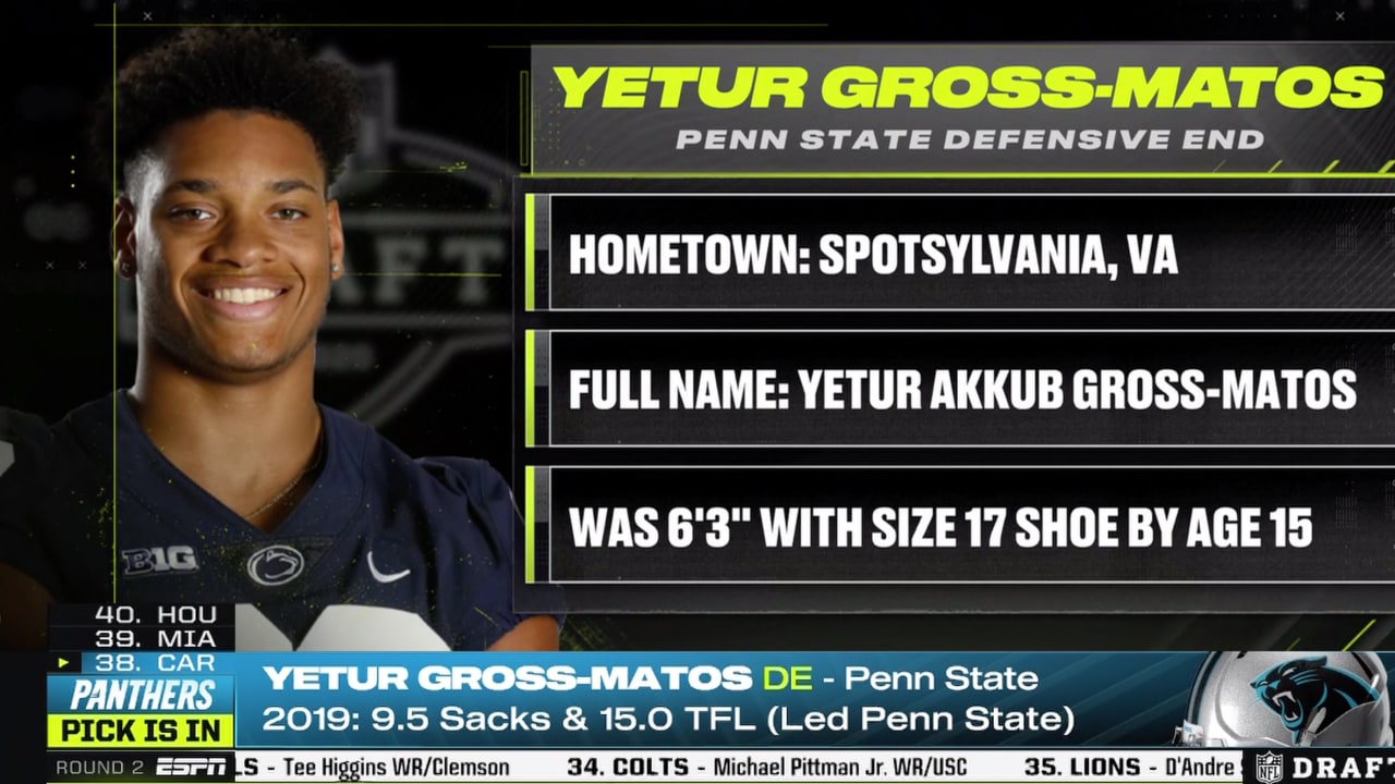 Watch DE Yetur Gross-Matos react to being picked by Panthers