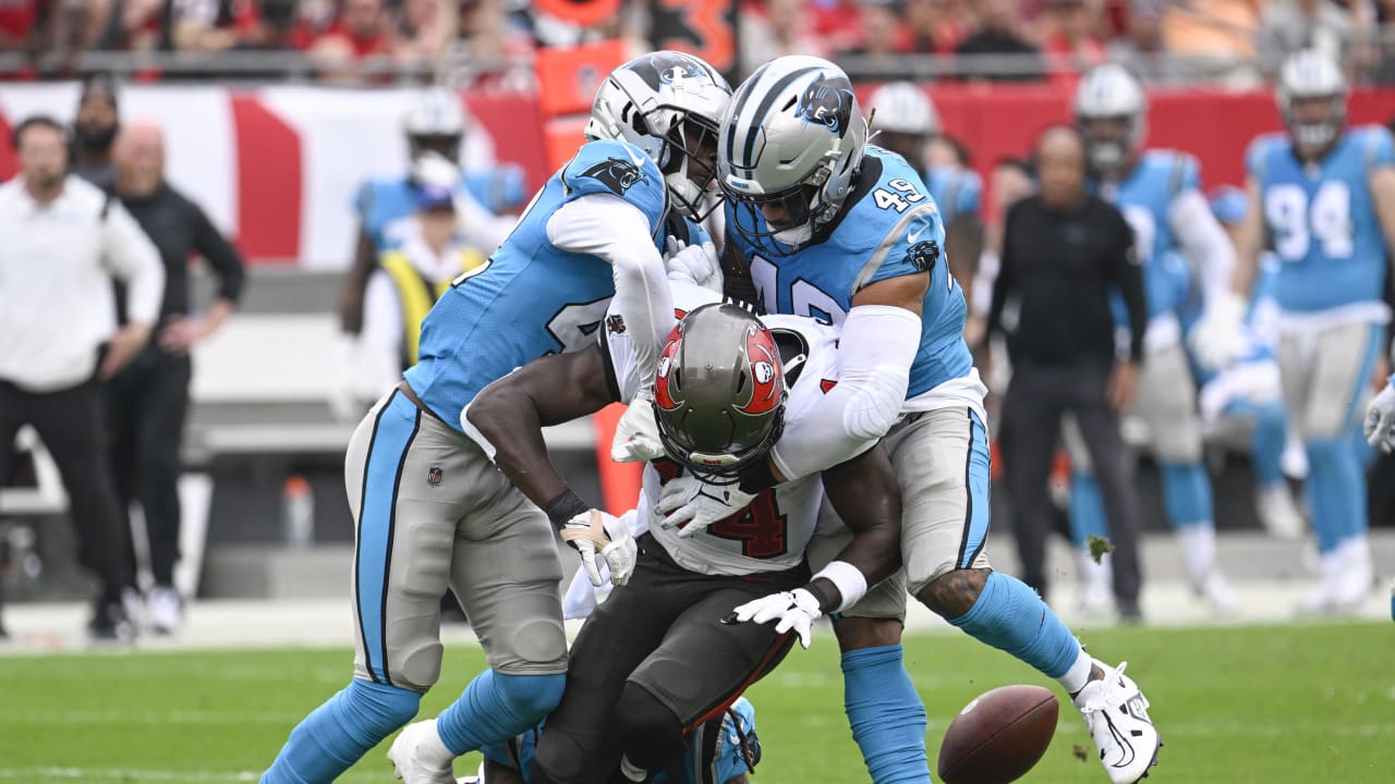 Efe Obada gets game ball from Carolina Panthers head coach Ron Rivera after  NFL debut