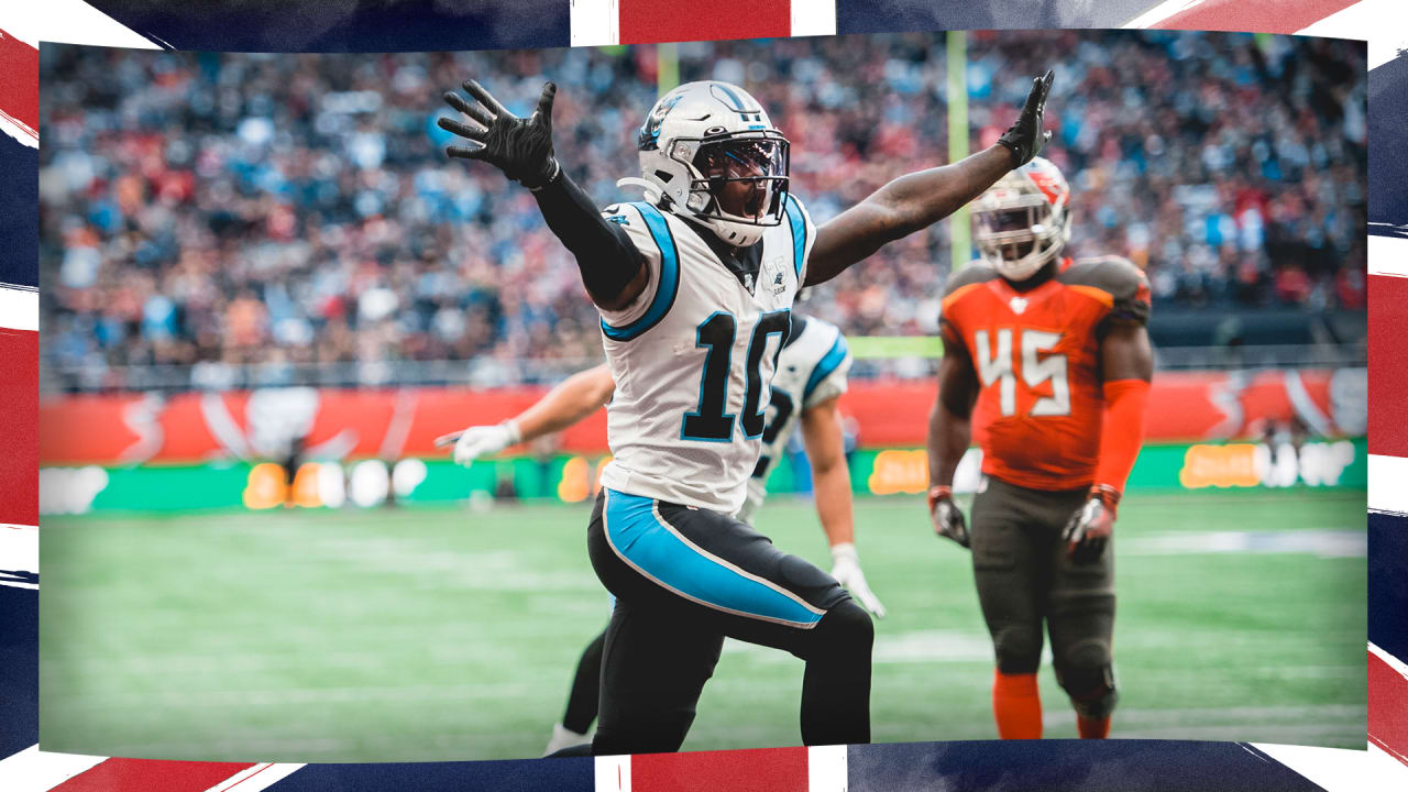 James Bradberry #24 Cornerback of The Carolina Panthers intercepts a  touchdown pass meant for Mike Evans #13 Wide Receiver of Tampa Bay during  the NFL game between Carolina Panthers and Tampa Bay