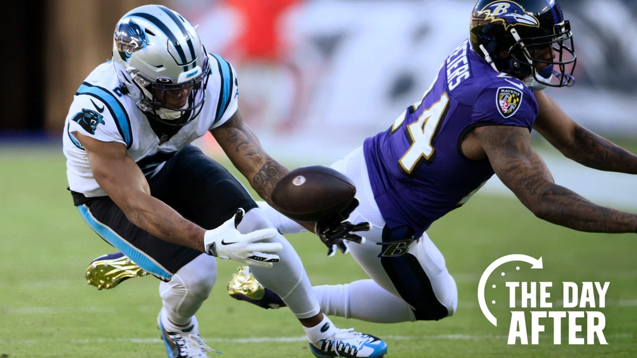 Carolina Panthers defensive tackle Bravvion Roy (93) reacts during the  first half of an NFL football