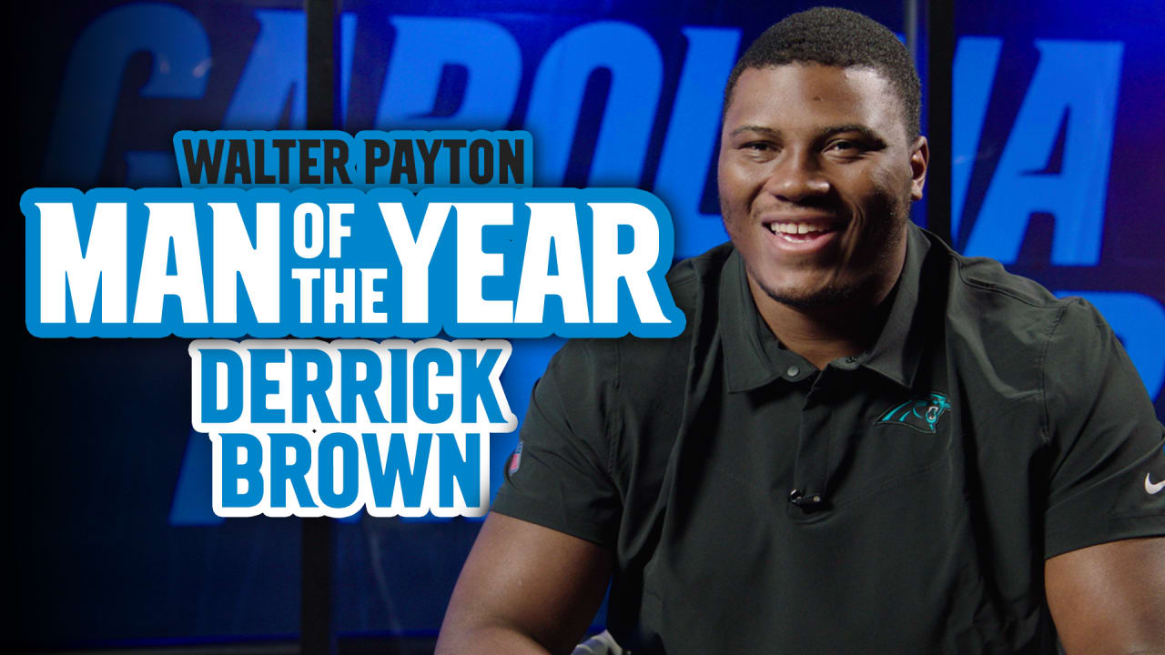 Derrick Brown talks to Thomas Davis about Walter Payton Man of the Year  award 