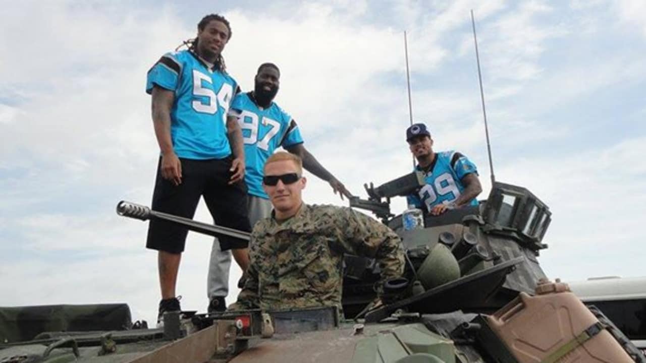 VIDEO: Panthers visit military base in Salisbury