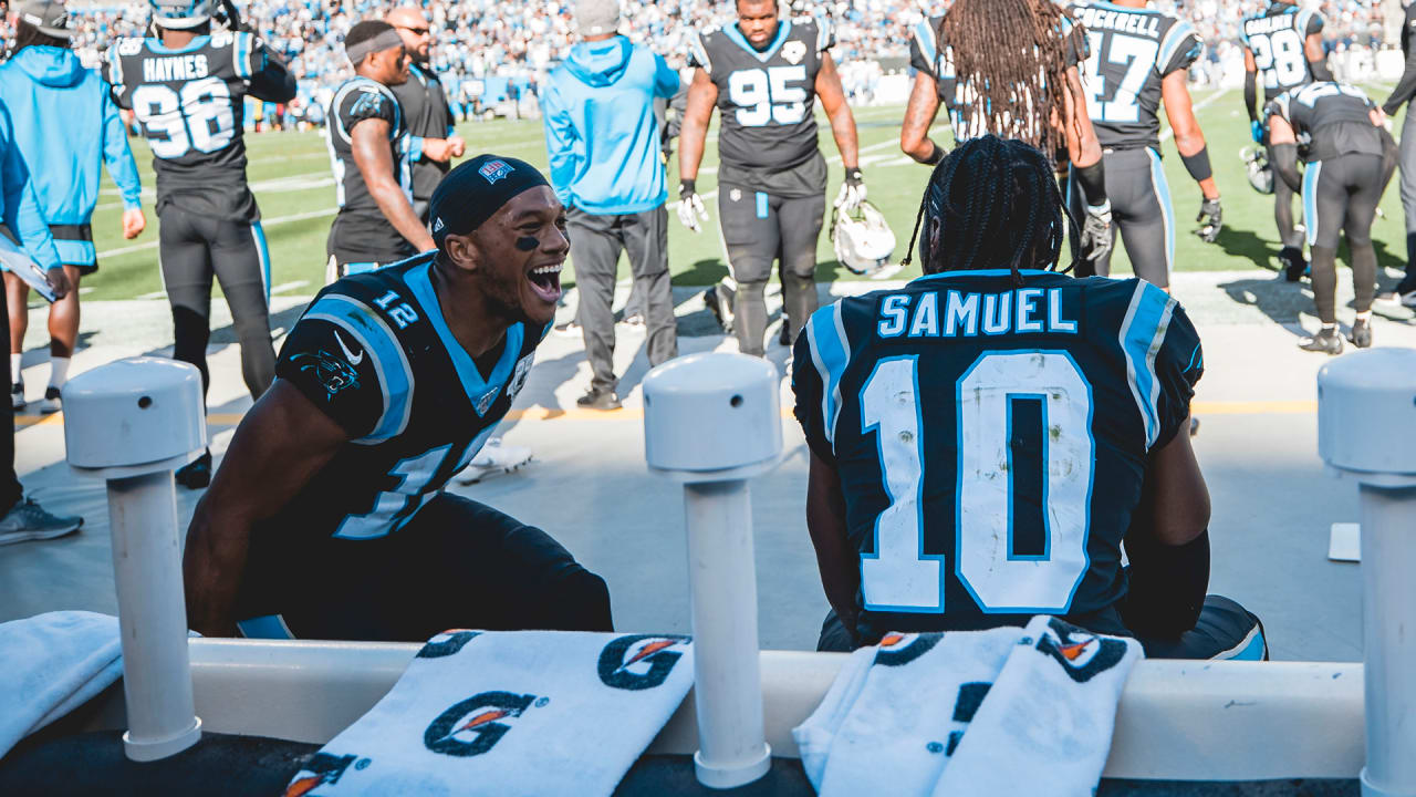 Carolina Panthers wide receiver Curtis Samuel, left, and