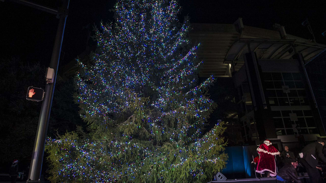 Thousands gather for Carolina Panthers Christmas tree lighting