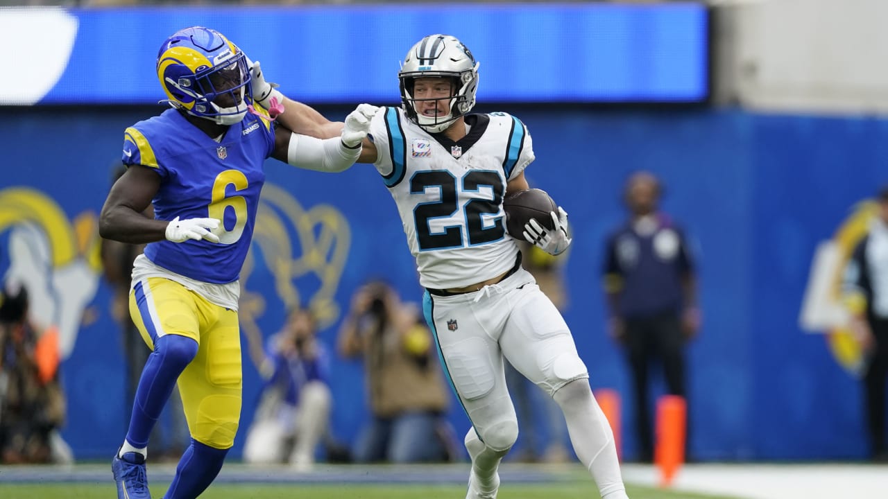 Christian McCaffrey San Francisco Stiff Arm WHT