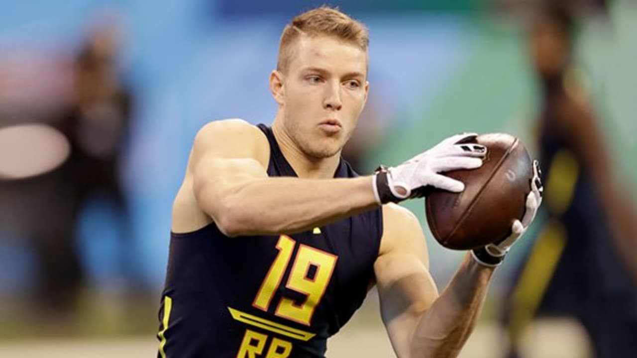 Christian McCaffrey works out as WR at Stanford pro day