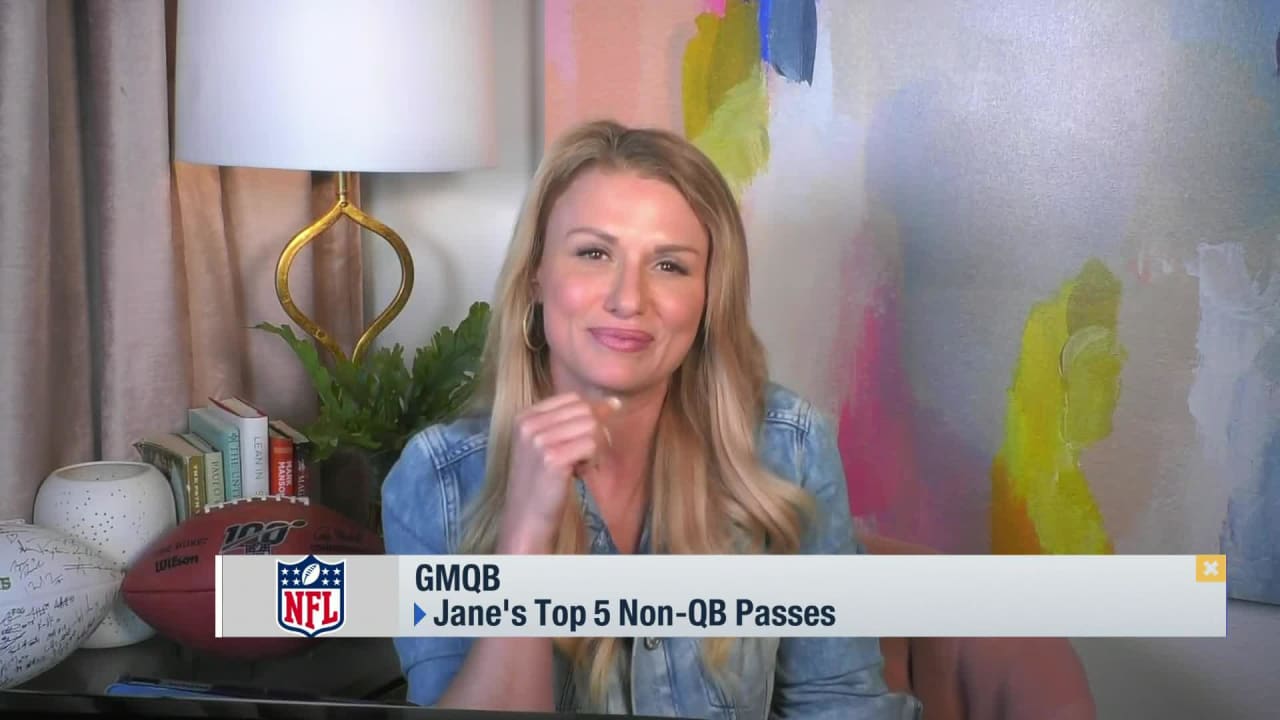 NFL Network reporter Jane Slater interviews works from the end