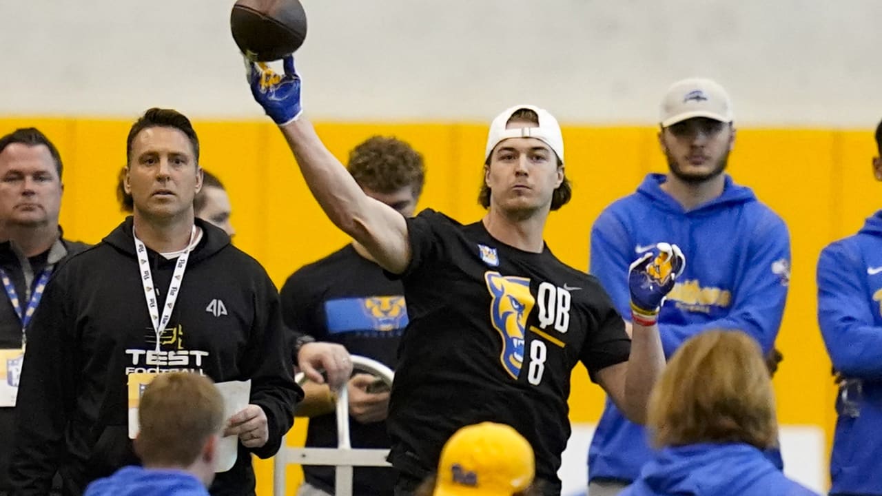 Panthers staff evaluated quarterback Kenny Pickett at Pitt's pro day on ...