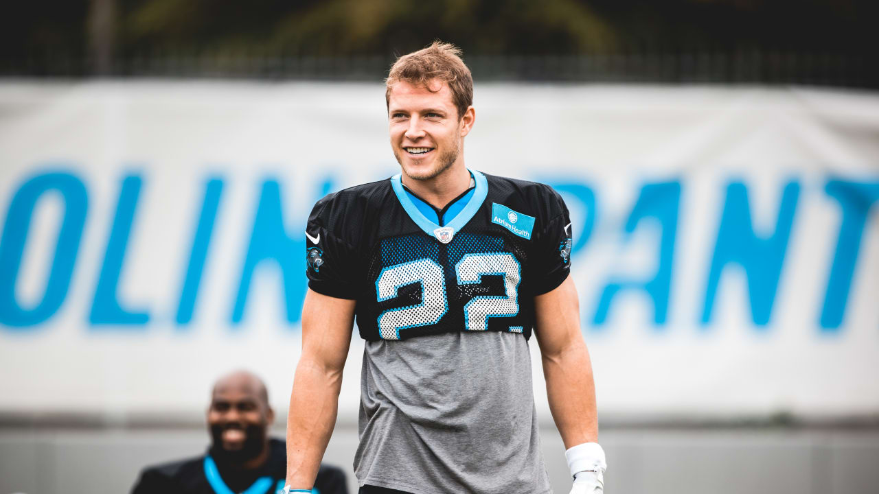 Carolina Panthers running back Christian McCaffrey (22) during the second  half of an NFL football game against the Kansas City Chiefs, Sunday, Nov.  8, 2020, in Kansas City, Mo. (AP Photo/Reed Hoffmann