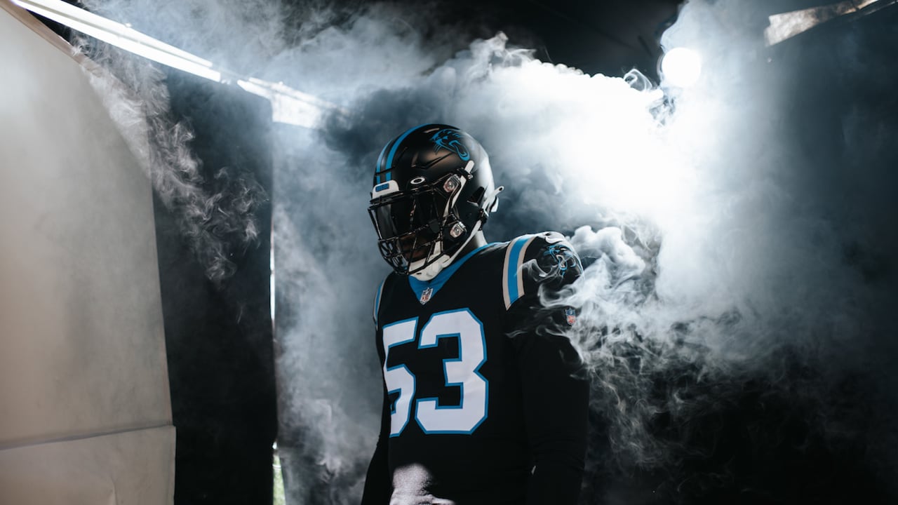 Behind the scenes of new Panthers black helmet photoshoot