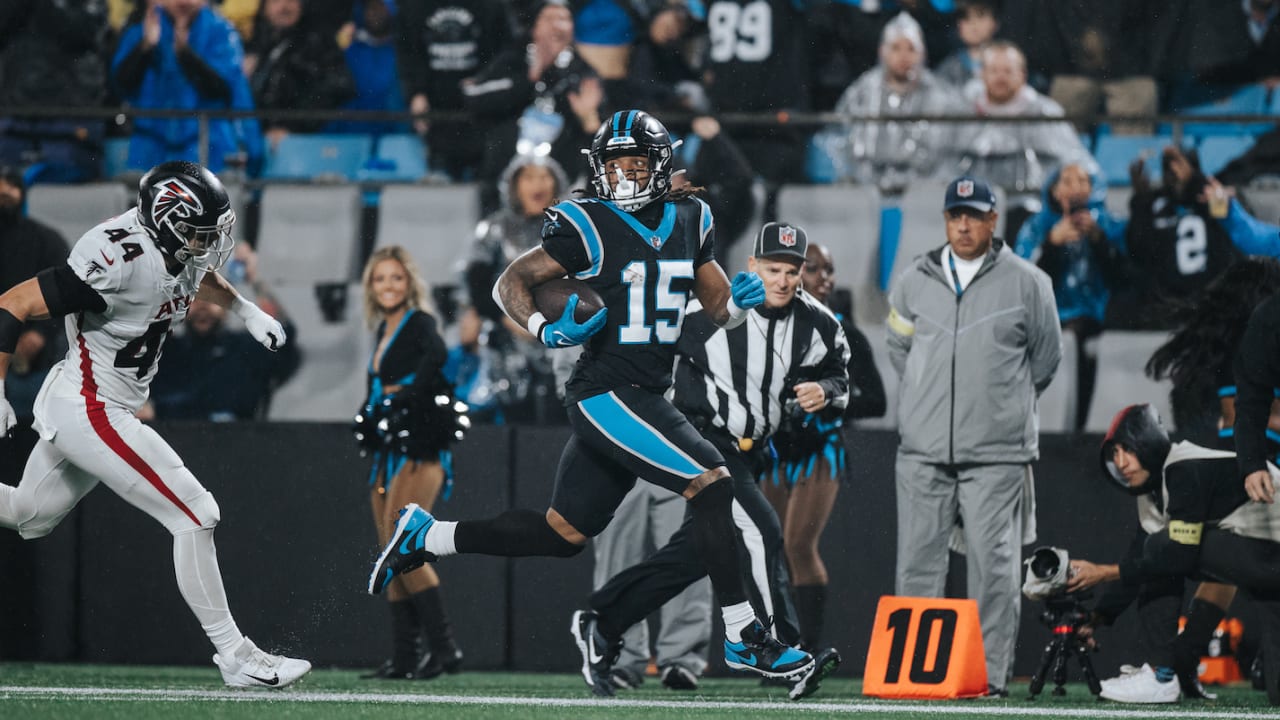 CHARLOTTE, NC - NOVEMBER 10: Carolina Panthers defensive tackle Derrick  Brown (95), defensive end Yetur Gross-Matos (97) and defensive tackle Matt  Ioannidis (99) during an NFL football game between the Atlanta Falcons