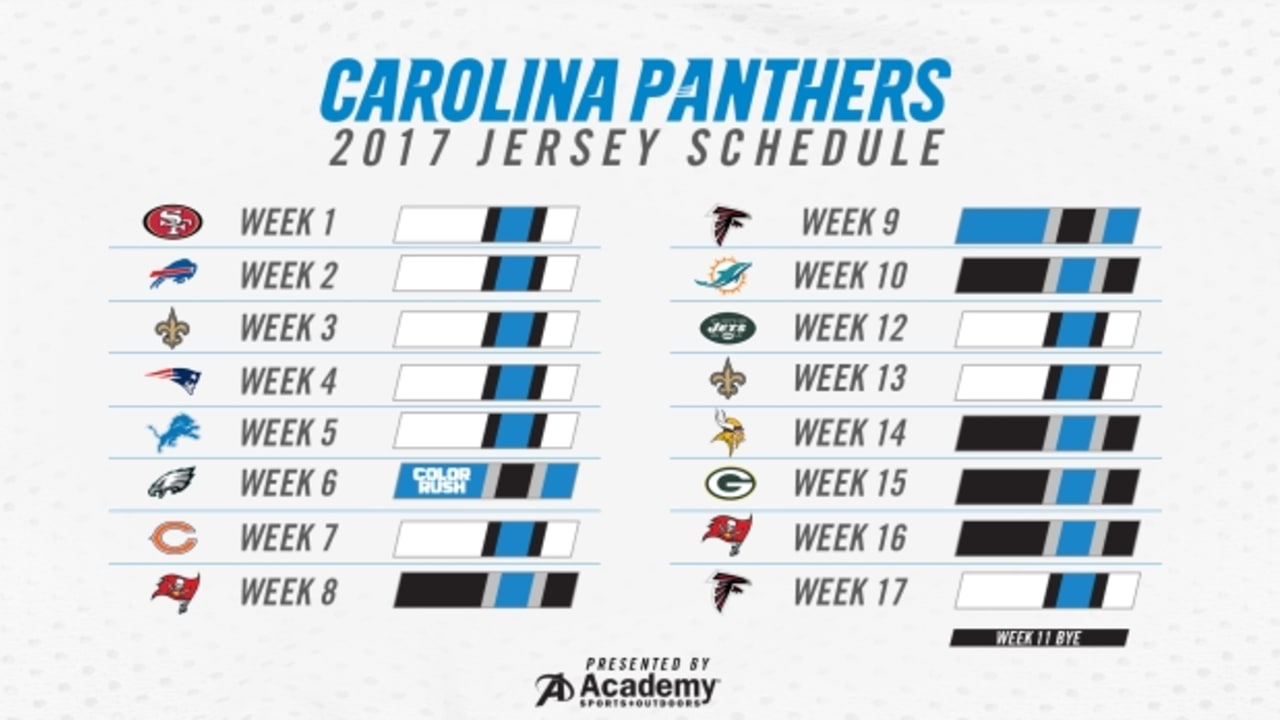 carolina panthers jersey schedule