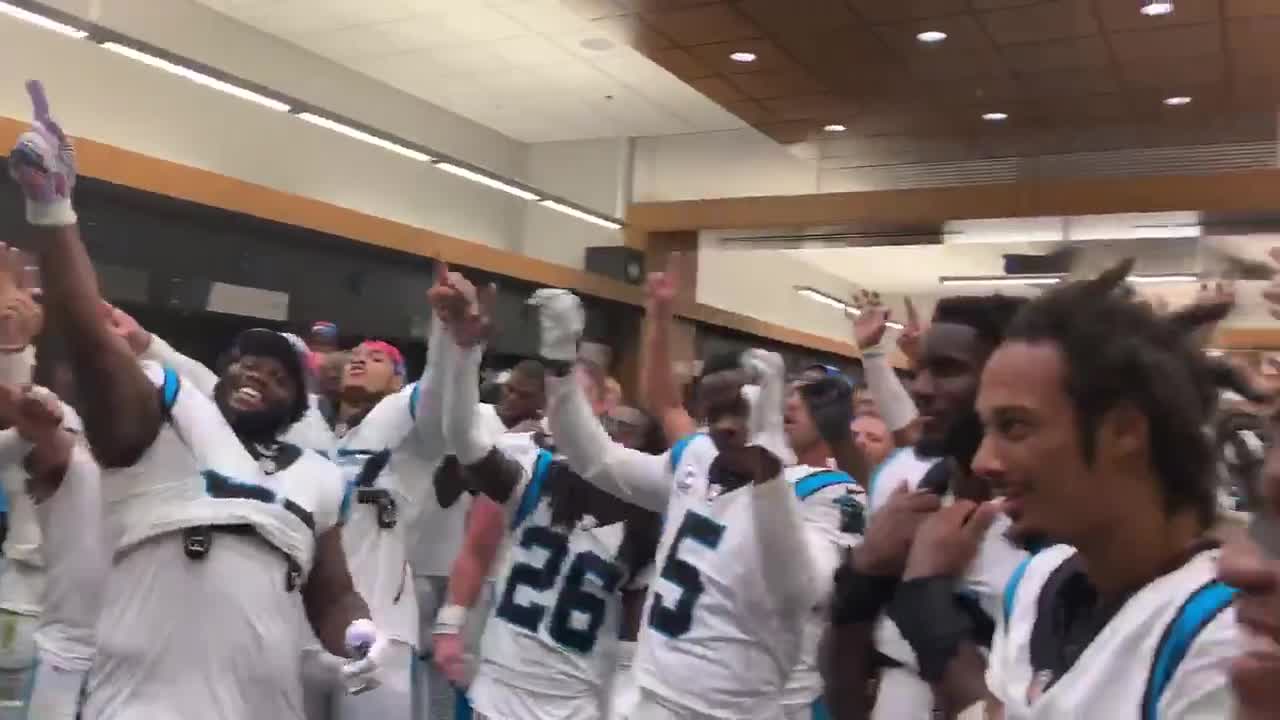 Panthers locker room celebration in Philly