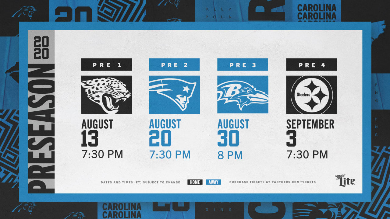 Panthers finalize 2020 preseason schedule