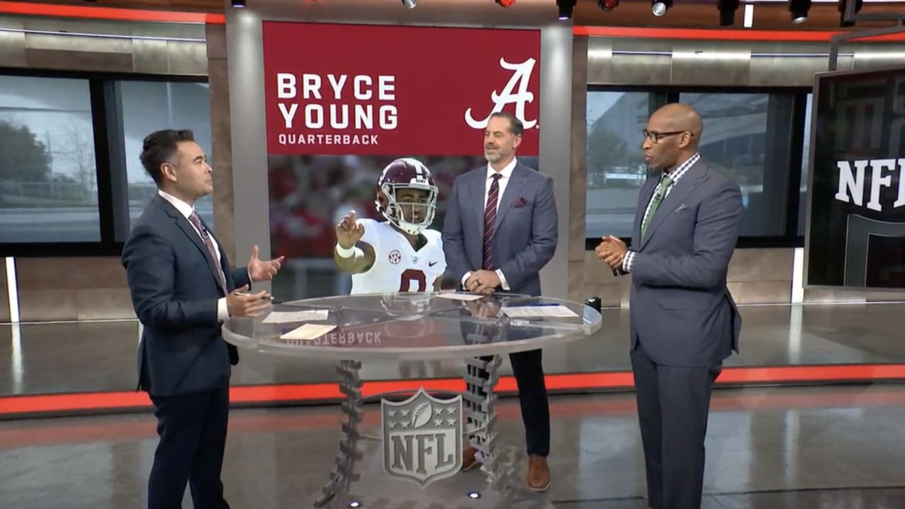 Jamie Erdahl models Bryce Young's draft 'fit on GMFB