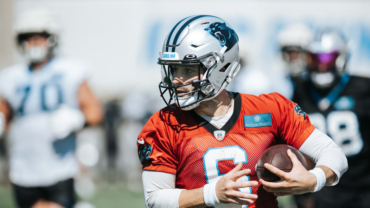 LOOK: Baker Mayfield headbutts Panthers teammates without a helmet after  win over Falcons 