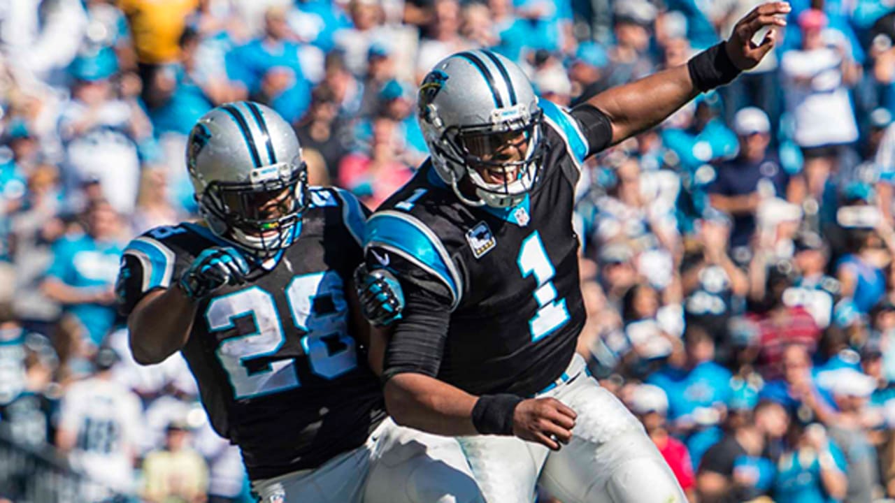 Carolina Panthers running back Jonathan Stewart, left, and full back Mike  Tolbert, right, wait t…