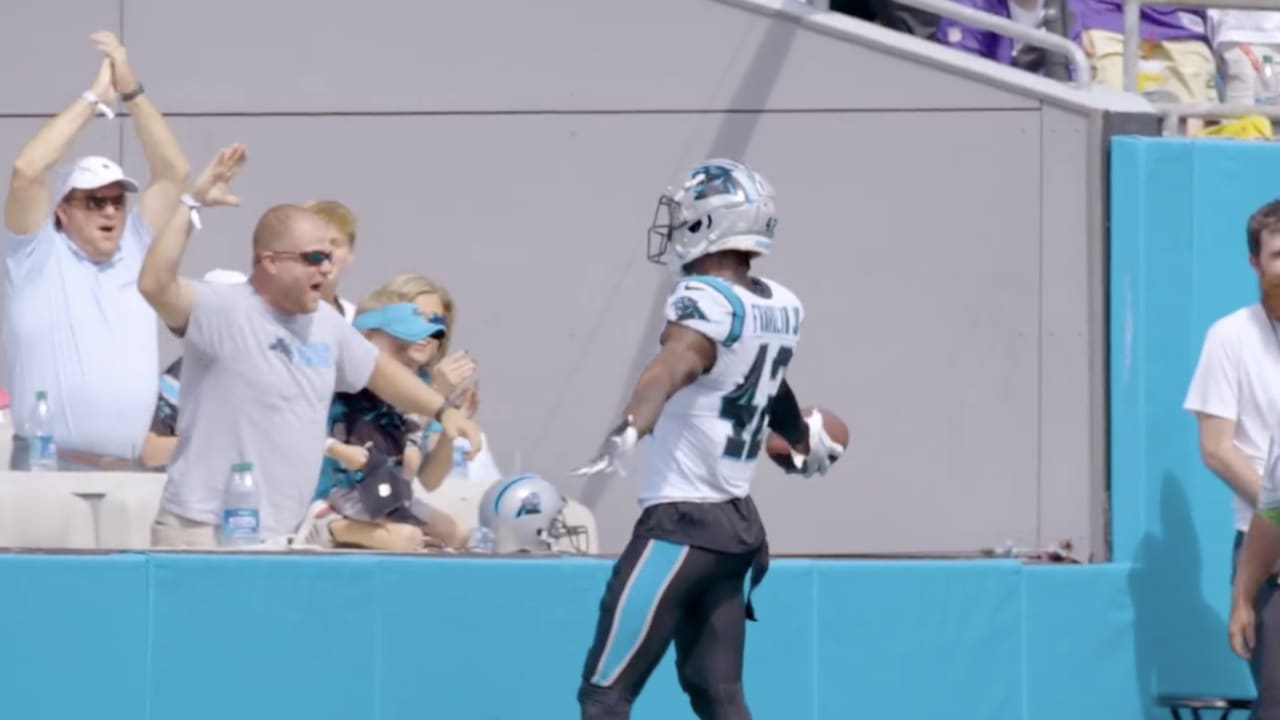 Sam Franklin Jr. #42 of the Carolina Panthers in action against