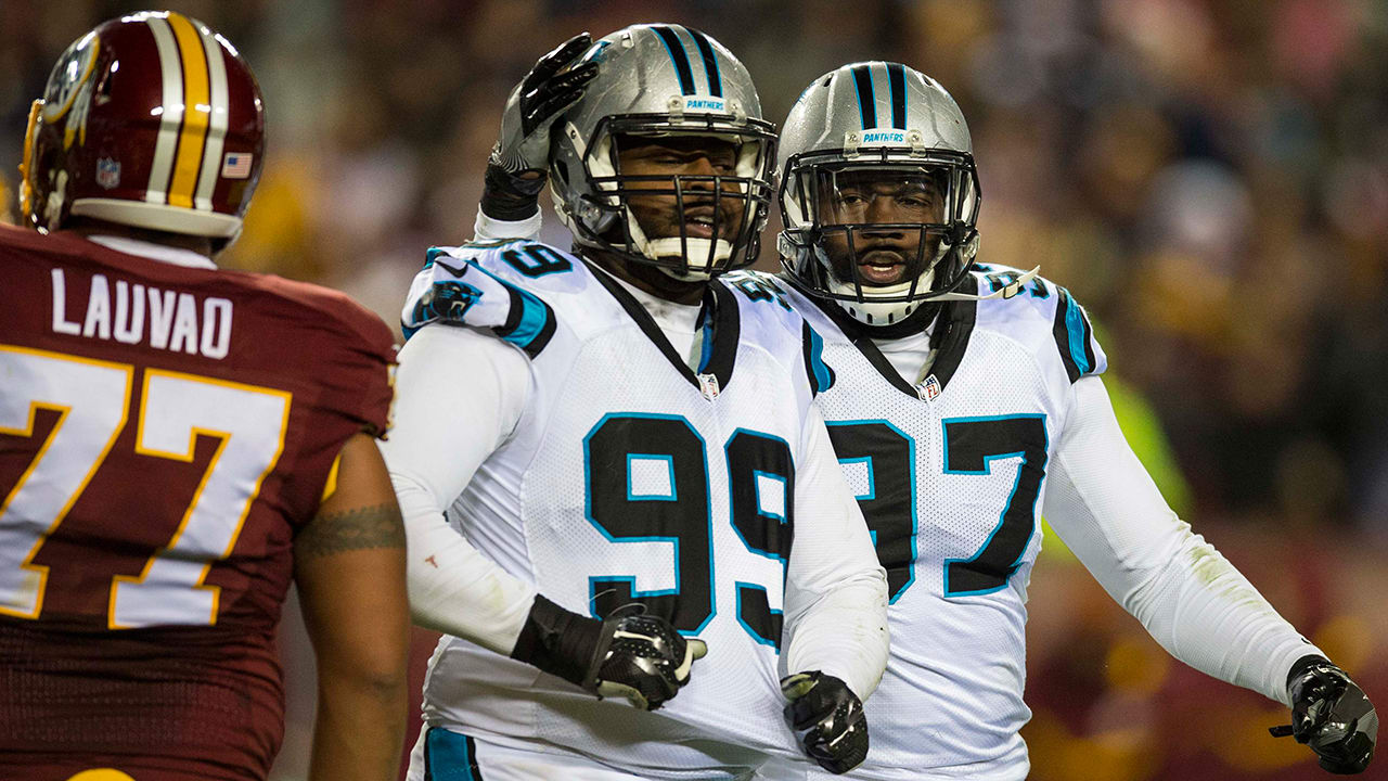 Landover, Maryland, USA. 14th Oct, 2018. Washington Redskins cornerback  Josh Norman (24) has words with Carolina Panthers quarterback Cam Newton  (1) during the NFL game between the Carolina Panthers and the Washington