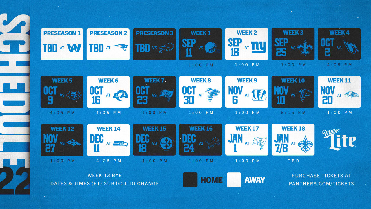 Carolina Panthers Schedule 202223