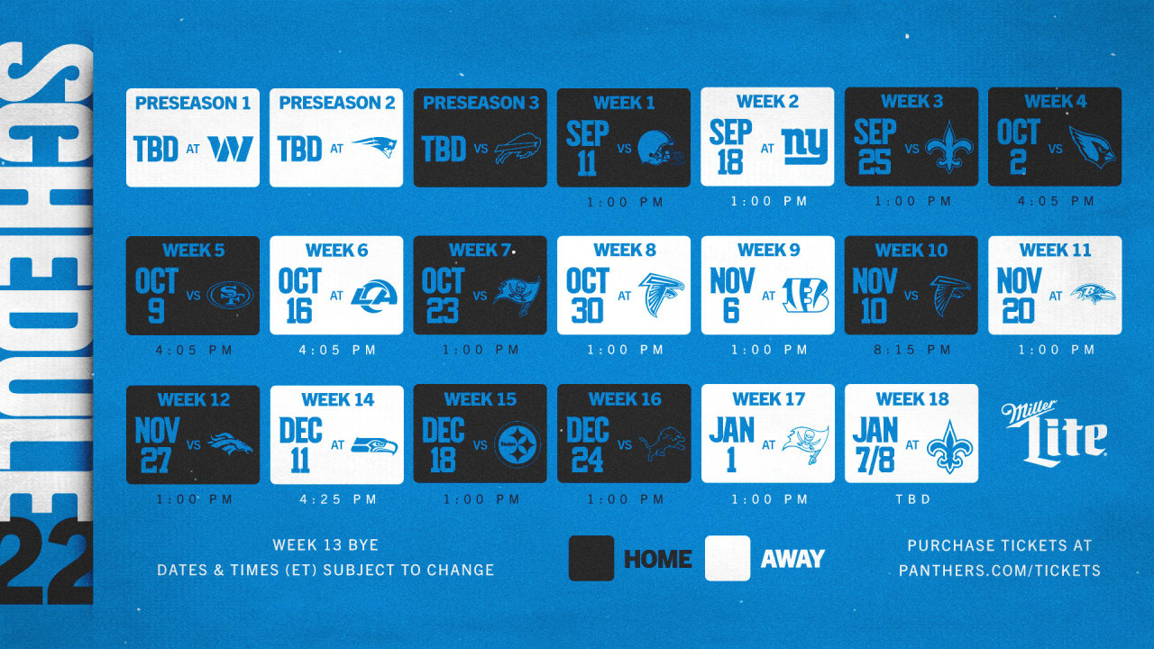 Carolina Panthers announce dates, times for preseason games