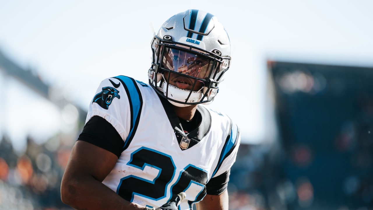 CHARLOTTE, NC - NOVEMBER 10: Carolina Panthers defensive tackle Derrick  Brown (95), defensive end Yetur Gross-Matos (97) and defensive tackle Matt  Ioannidis (99) during an NFL football game between the Atlanta Falcons