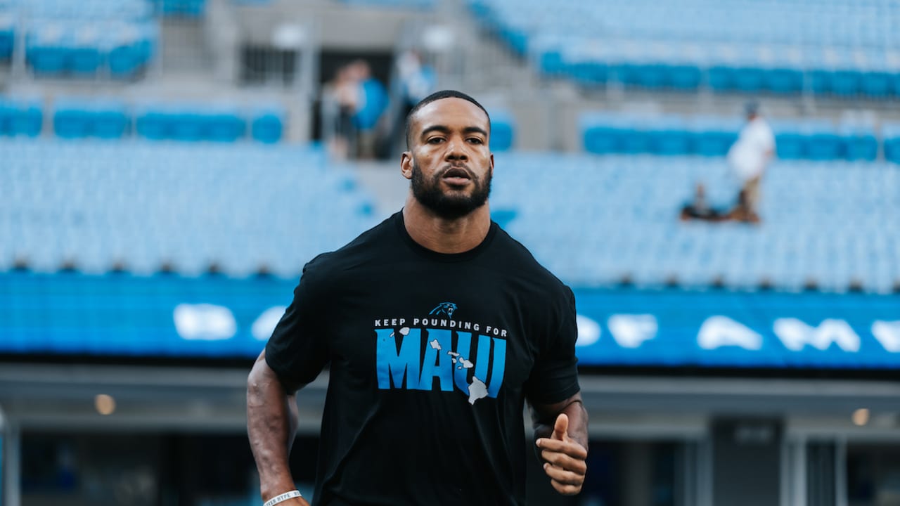 Derek Wright of the Carolina Panthers stands on the field before