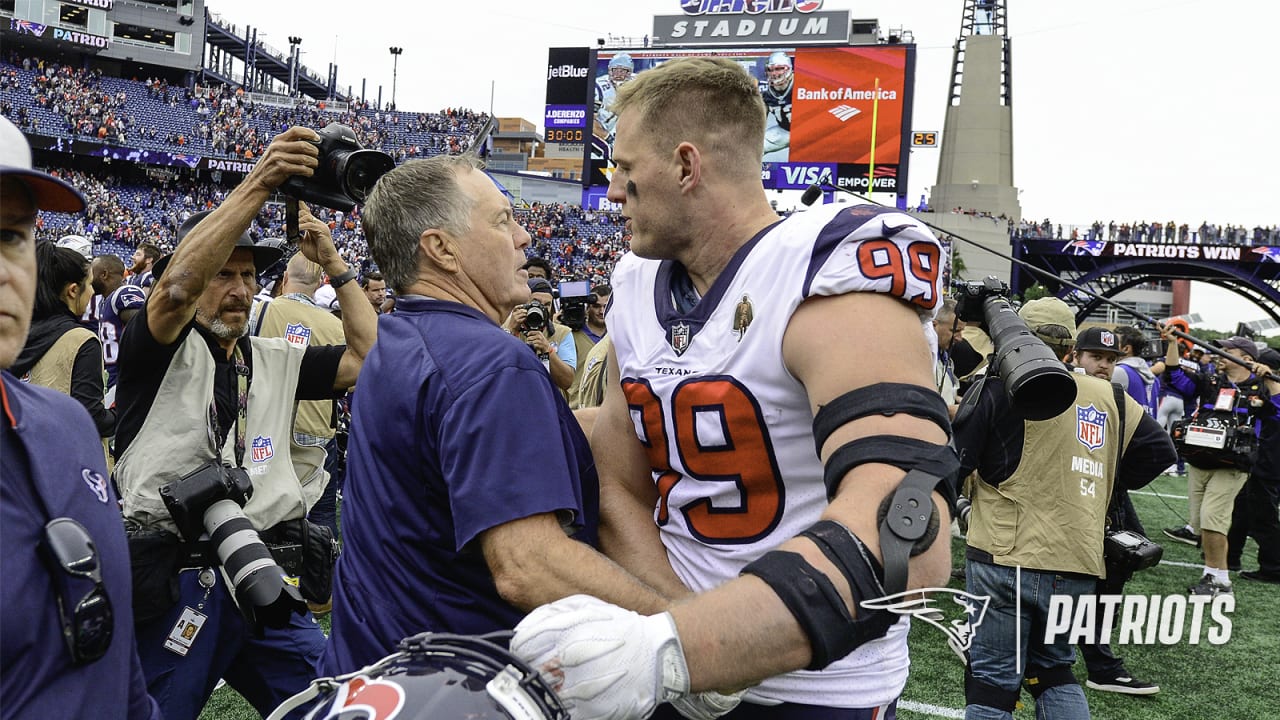 Houston Texans defensive end J.J. Watt (99) wears a Crucial Catch