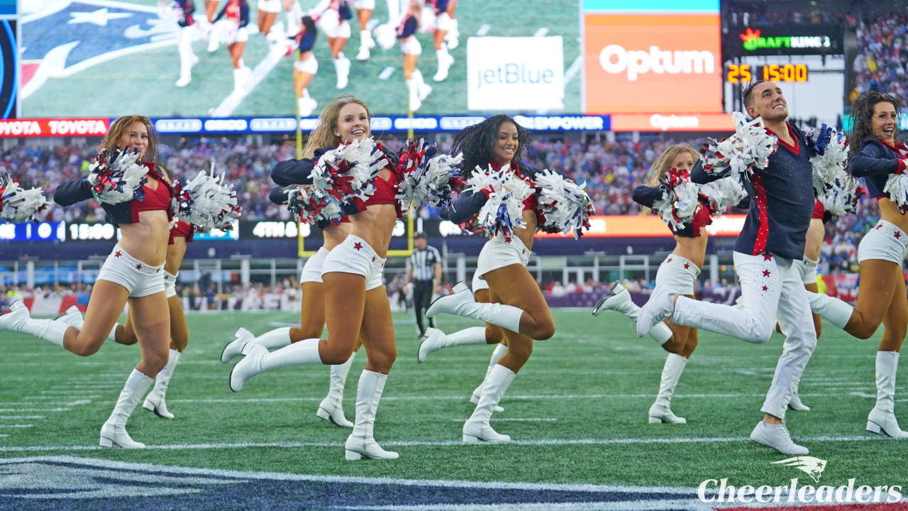 Dallas Cowboys cheerleaders perform against the Tampa Bay