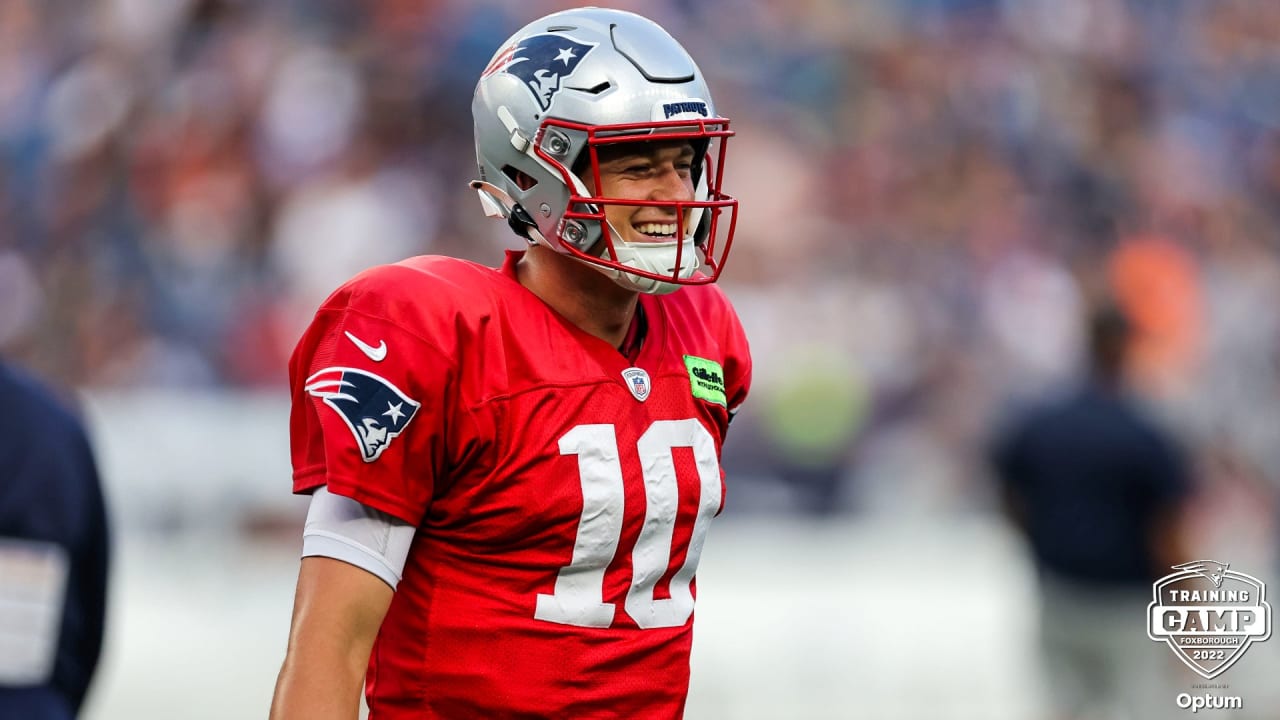 Thursday, August 5, 2021: New England Patriots punter Jake Bailey (7)  practices in the rain at the New England Patriots training camp held on the  practice fields at Gillette Stadium, in Foxborough