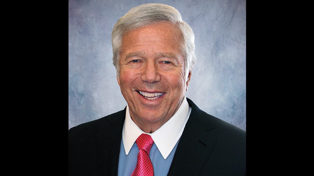 Patriots owner Robert Kraft offers one of his six Super Bowl