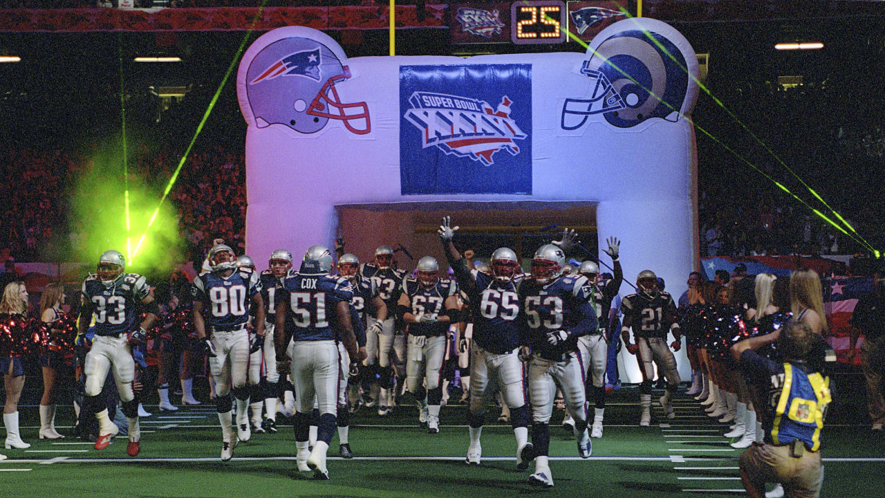 SUPERBOWL XXXVI post game and Trophy 