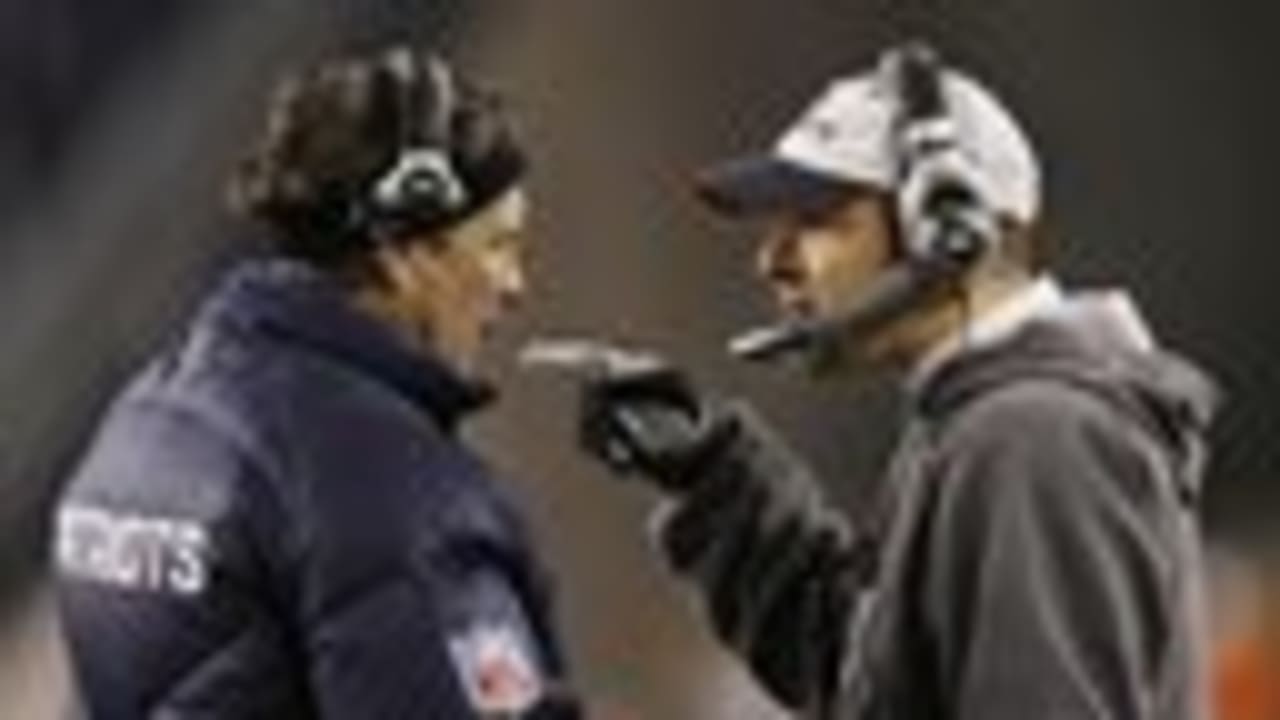 Head Coach Josh McDaniels talks to the media postgame