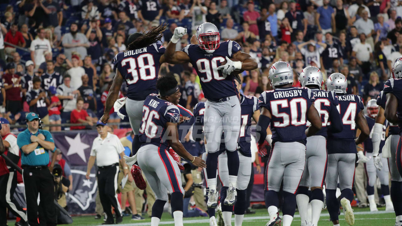 August 9, 2018: New England Patriots quarterback Danny Etling (5) warms up  prior to the NFL pre-season football game between the Washington Redskins  and the New England Patriots at Gillette Stadium, in