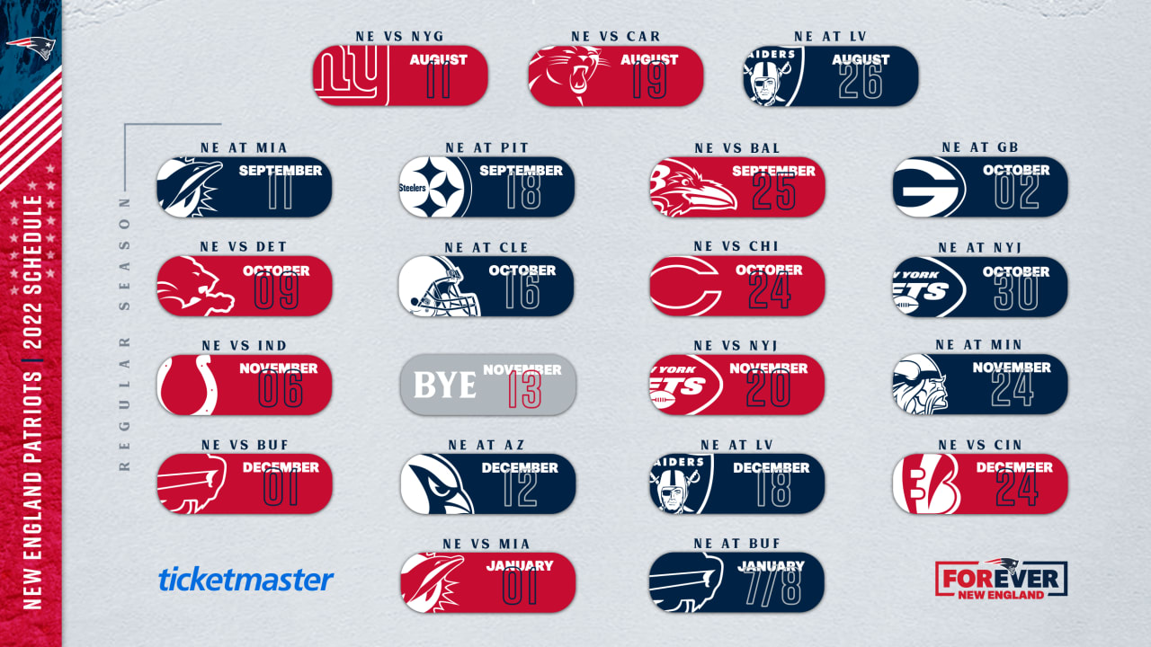 New England Patriots Announce Full 2022 Schedule