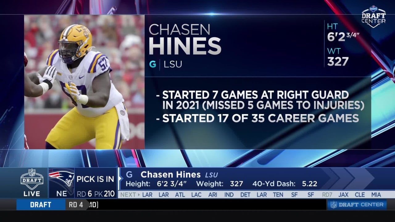 Patriots select Chasen Hines with No. 210 pick in 2022 draft