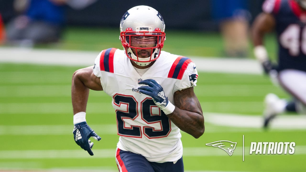 New England Patriots cornerback Justin Bethel (29) during the first half an  NFL football game against the Miami Dolphins, Sunday, Sept. 12, 2021, in  Foxborough, Mass. (AP Photo/Stew Milne Stock Photo - Alamy