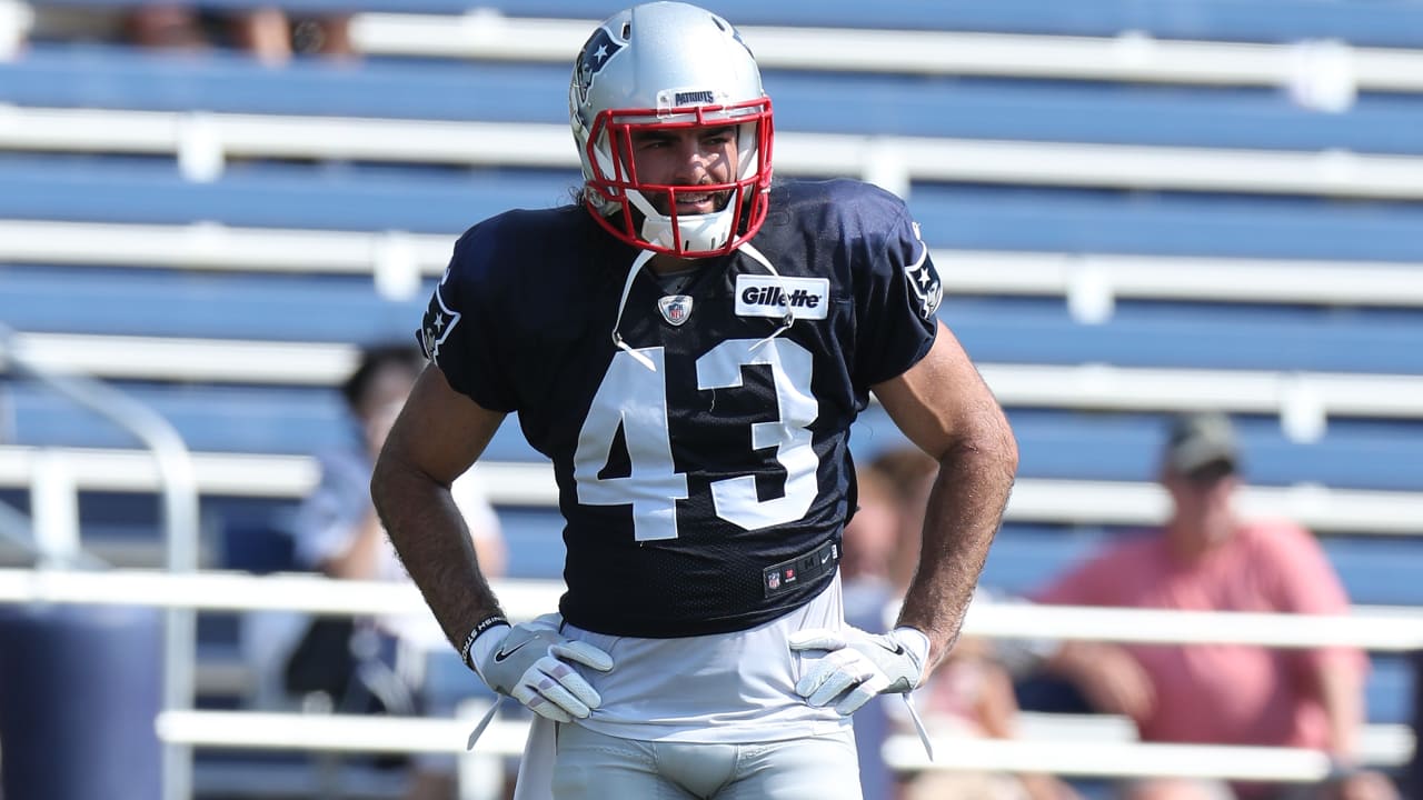 August 9, 2018: New England Patriots wide receiver Braxton Berrios (14)  warms up prior to the NFL pre-season football game between the Washington  Redskins and the New England Patriots at Gillette Stadium